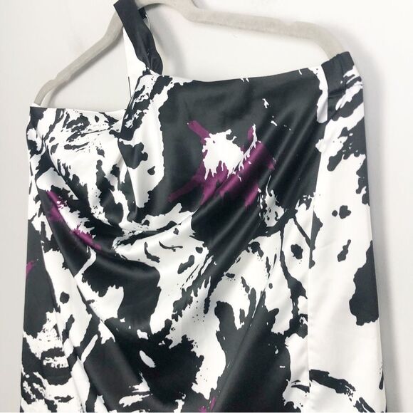 THE LIMITED | Silk One Strap Abstract Print White Black Purple Women’s Size M - Picture 3 of 6
